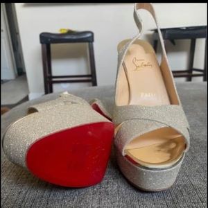 Christian Louboutin Silver Heels with Red Soles